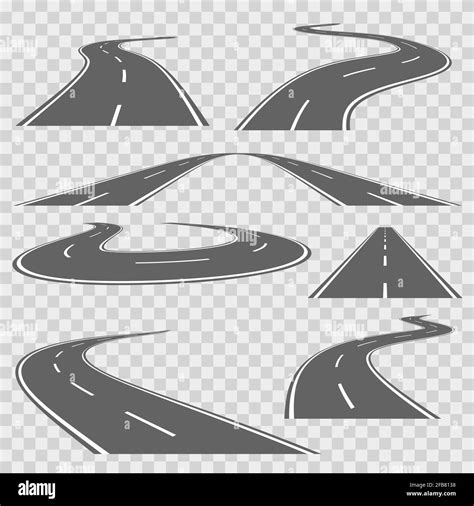 Winding Curved Road Or Highway With Markings Direction Road Curve