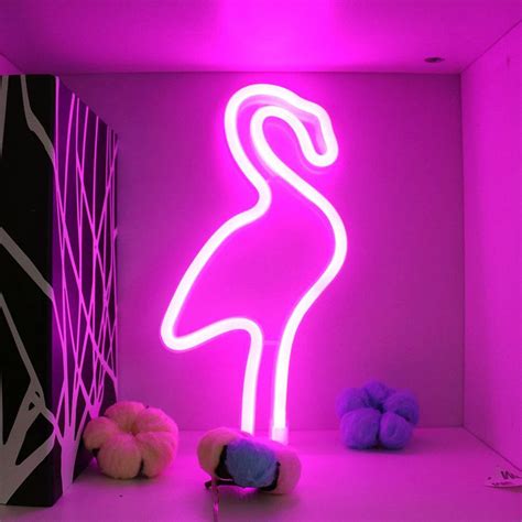 Pink Flamingo Led Neon Sign Fun Wall Decor Light Kids Room Etsy
