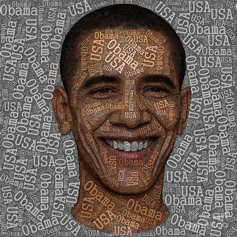 Obama Typography Text Art Painting By Boon Mee