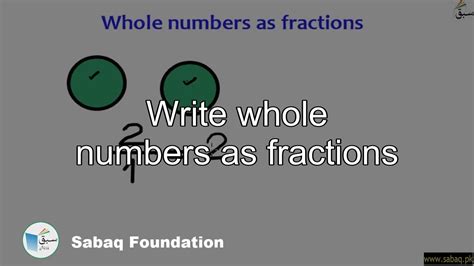 Write Whole Numbers As Fractions Math Lecture Sabaqpk Youtube