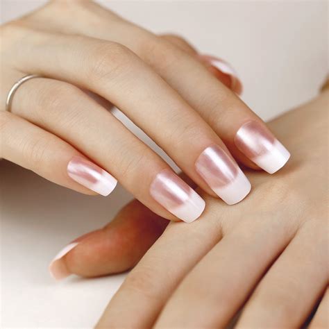 Artplus False Nails 24pcs Natural Pink Pearl Elegant Touch French