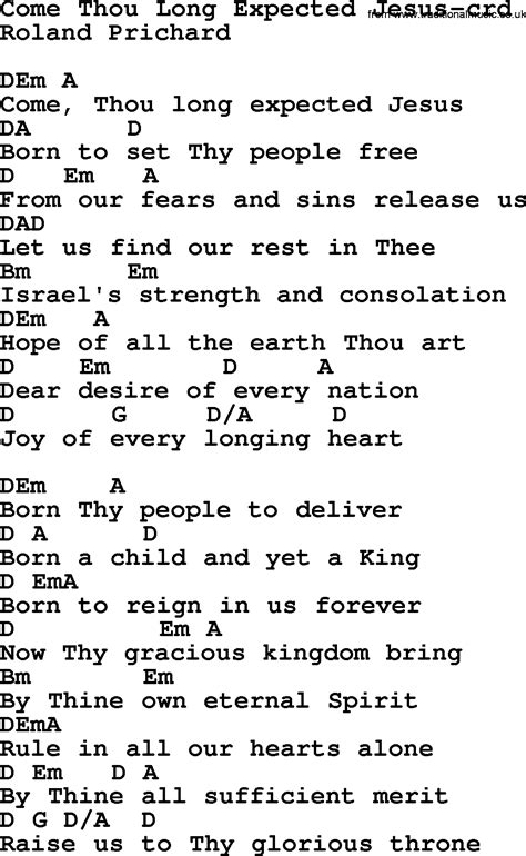 Top 500 Hymn Come Thou Long Expected Jesus Lyrics Chords And Pdf