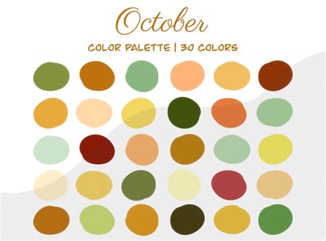 October Procreate Color Palette Orange Red Yellow Green Brown Fall Colors Palette IPad