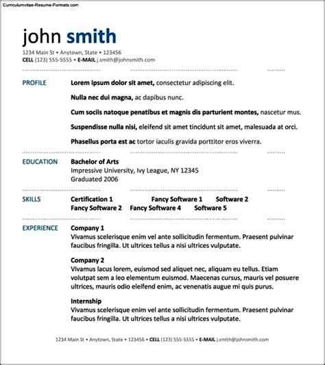 One Job Resume Template Free Samples Examples And Format Resume