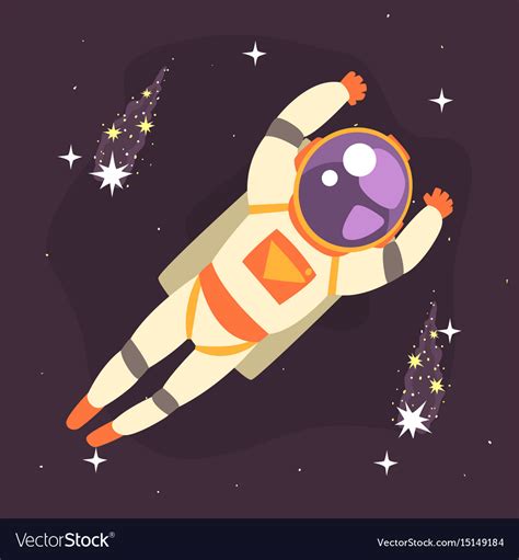 Cosmonaut Floating In Outer Space Royalty Free Vector Image