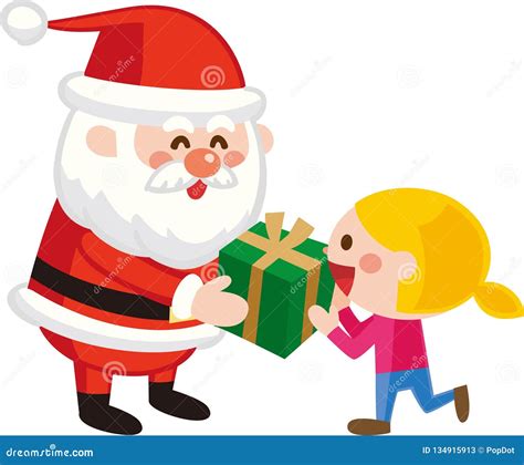 Santa Claus Giving Christmas Presents To Childrenvector Illustration