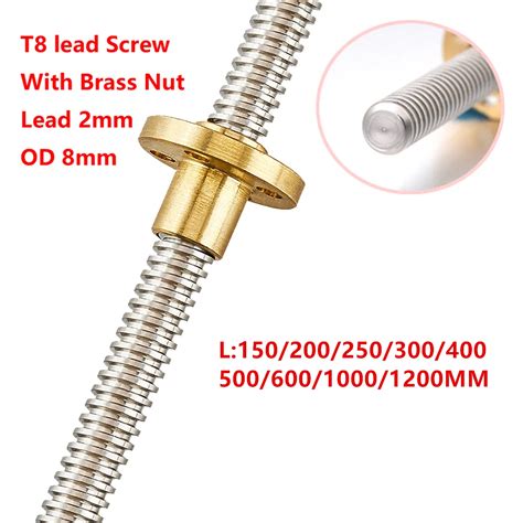 buy t8 8mm lead screw pitch 2mm lead 8mm lenth 300mm 350mm 400mm 450mm 500 mm