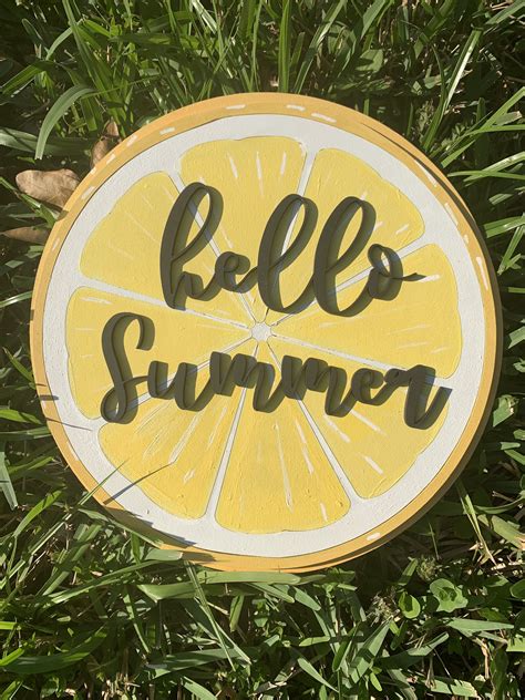 Lemon Hello Summer Sign Hello Summer Summer Time Wall Decor Etsy