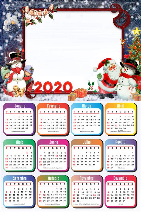 Calendário 2020 Papai Noel Antigo Imagem Legal Doodle Frames