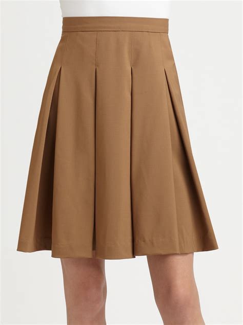 Lyst Alice Olivia Louise Box Pleat Skirt In Brown