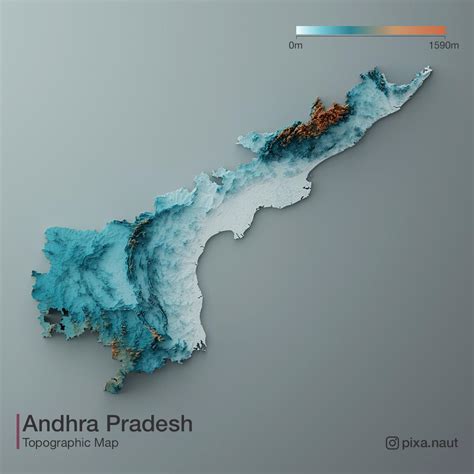 Topographic D Rendered Map Of Andhra Pradesh India R Mapporn