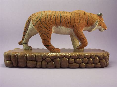 Hand Carved Wood Tiger Wildlife Decorative Woodcarving Art Etsy
