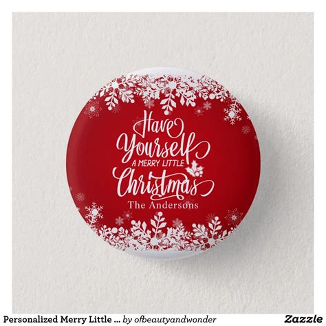 Personalized Merry Little Christmas Pin Button Christmas
