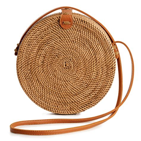 Rattan Bags For Women Handmade Wicker Woven Purse Handbag Circle Boho