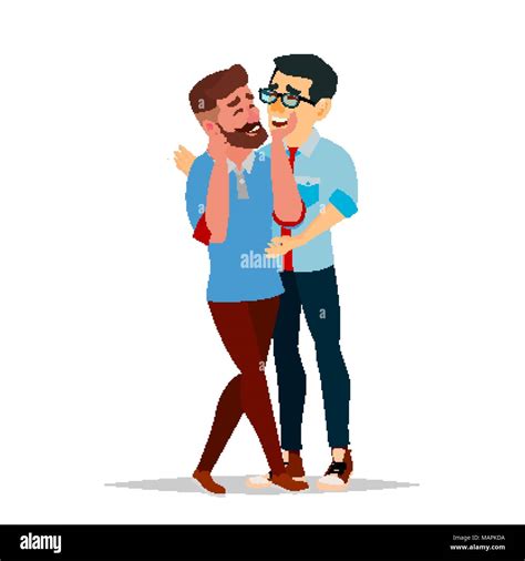 Gay Male Couple Vector Romantic Homosexual Relationship Lgbt Isolated Flat Cartoon Character