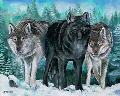 Winter Wolves Painting By Joe Baltich Fine Art America