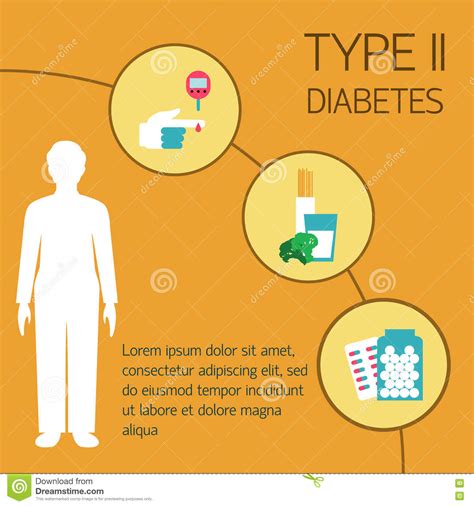 Type 2 Diabetes Medical Illustration With English Description