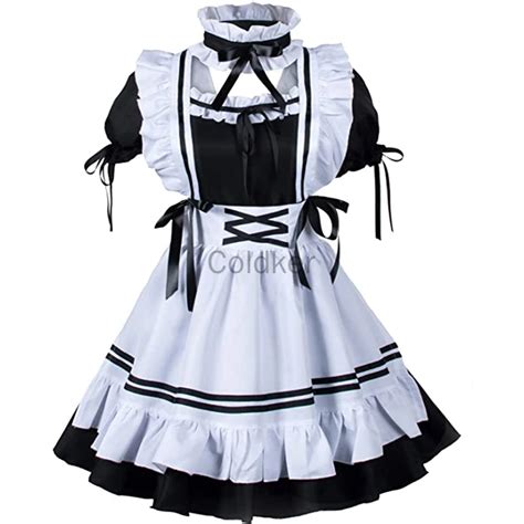 Maxi Size 5xl Halloween Amine Black Cute Lolita French Maid Cosplay