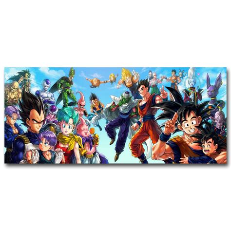 The manga was adapted into two anime series produced by toei animation: Dragon Ball Z All Characters Art Silk Poster Huge Print 12x28 24x55inch New Japanese Anime Wall ...