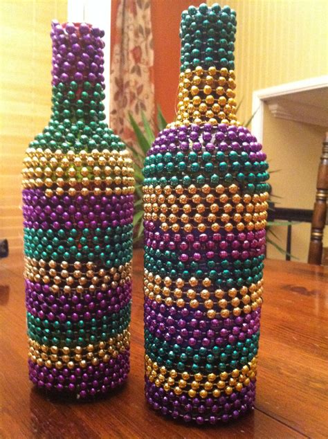 Got Mardi Gras Beads Put Them To Use And Decorate Your Recycled Wine