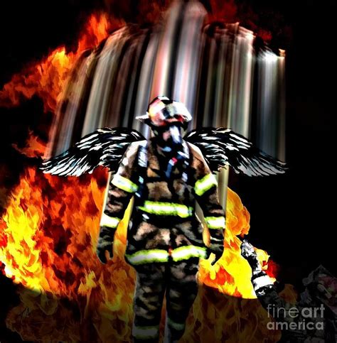 Firefighters Angel Digital Art Firefighters Angel Fine Art Print
