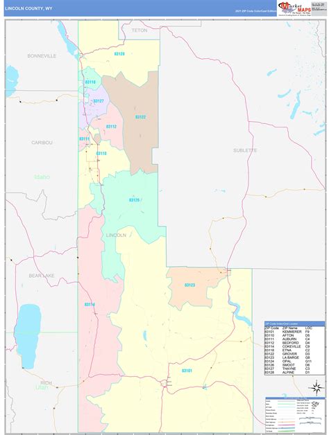 Lincoln County Wy Wall Map Color Cast Style By Marketmaps