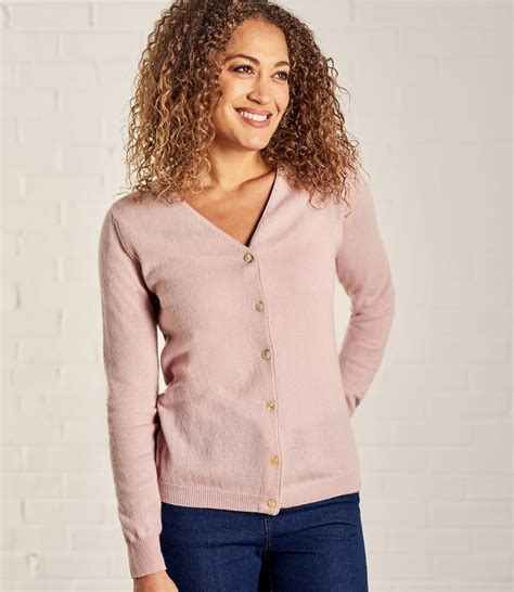 Pale Pink Womens Cashmere And Merino Luxurious V Neck Cardigan