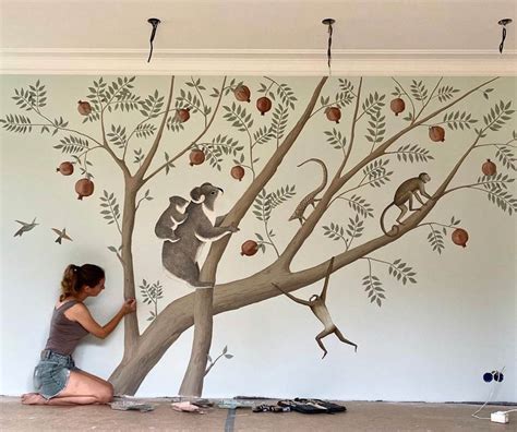 Whimsical Hand Painted Wall Murals For Kids Room Design Swan