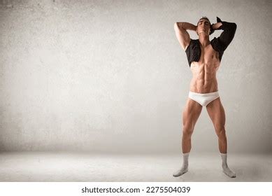 Handsome Shirtless Muscular Man Standing Studio Stock Photo 2275504039