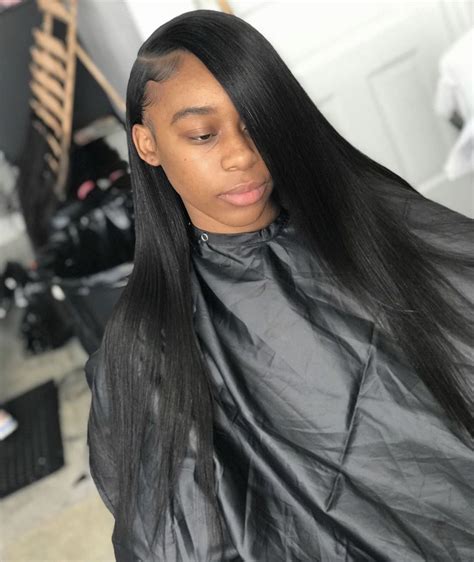 Side Part Leave Out Sew In Sew In Hairstyles Sew In Straight Hair Goddess Braids Hairstyles