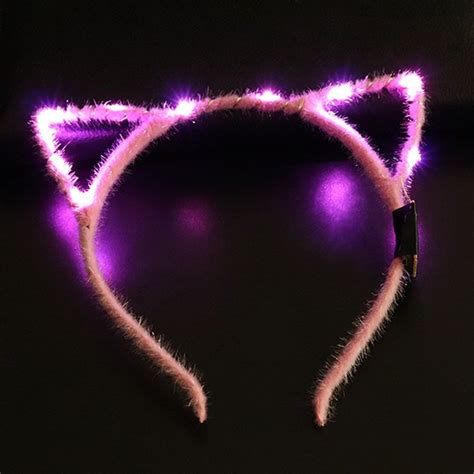 Hot Sale Cat Ears Head Band LED Light Up Party Glowing Supplies For Girls And Babes Headband