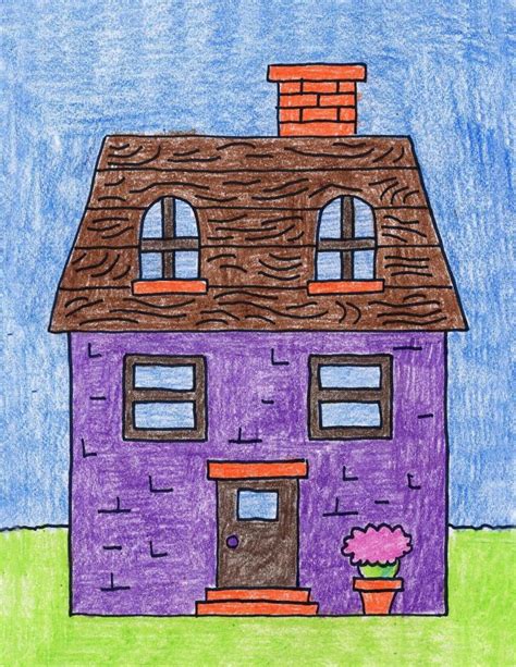 Easy How To Draw A Country House Tutorial And Coloring Page Kids Art