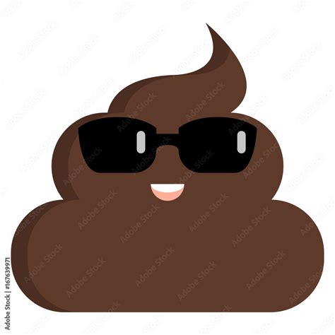 Smiling Face With Sunglasses Stinky Poop Shit Emoji Flat Icon Stock