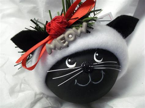 Black Cat Christmas Ornament Hand Painted By Townsendcustomts