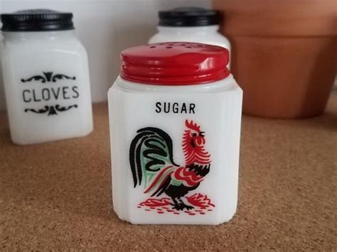 Mckee Tipp City Rooster Milk Glass Sugar Spice Shaker 1940 Etsy