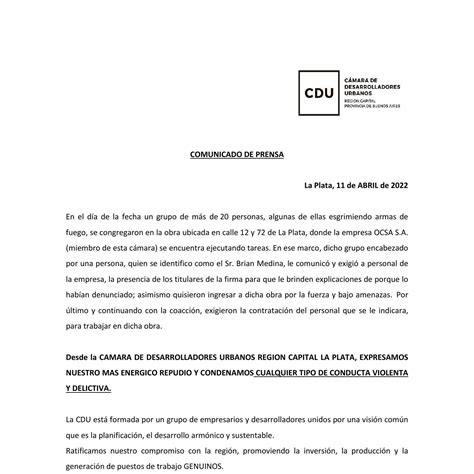 Comunicado De Prensa Docx Abril Docx Docdroid