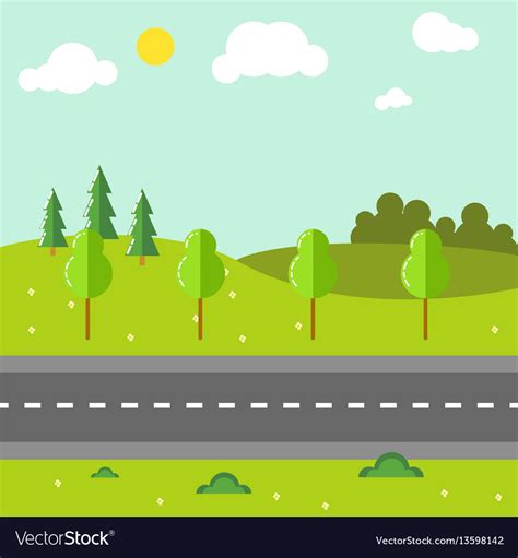 Rural Landscape With Road Royalty Free Vector Image