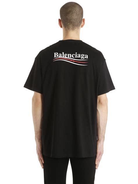 Balenciaga short sleeve shirt for men xl size. Balenciaga Political Logo Cotton Jersey T-shirt in Black ...