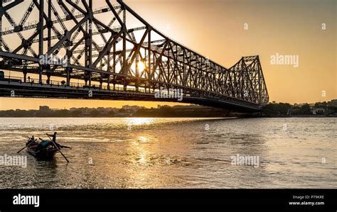 Silhouette Of Howrah Bridge At The Time Of Sunrise Howrah Bridge Is A