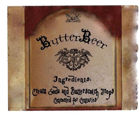 There's a lot of detail in the butterbeer label. Large Butterbeer labels | Bottle label template, Label ...