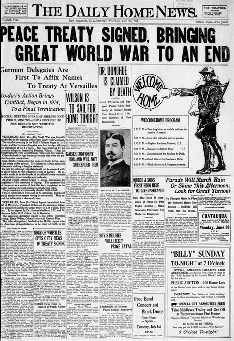 The End Of Ww1 Newspaper Headlines From When Peace Was Declared In