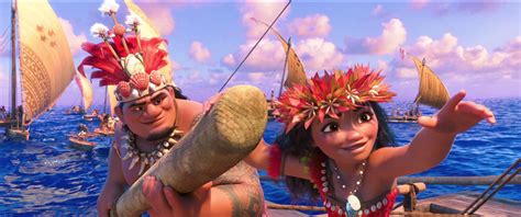 Moana Sailing With Her Father Chief Tui As Voyagers On The Ocean Moana Disney Princess Moana