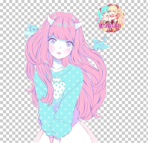 Pastel Chibi Pastel Pink Hair Anime Girl