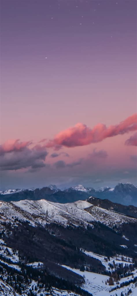 1125x2436 Mountains Starry Sky Night Snow Dolomites Italy 4k Iphone Xs