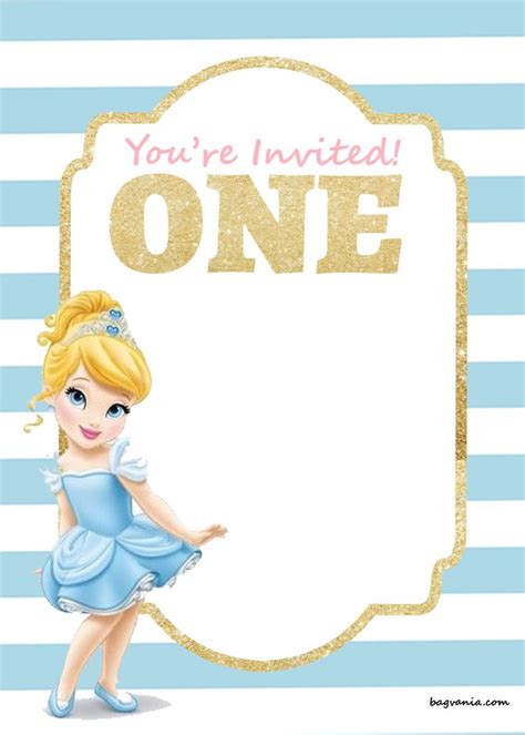 Free Printable Disney Princess 1st Birthday Invitations Templates Fo