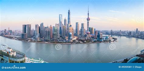 Shanghai Skyline Panoramic View Stock Image Image Of City China