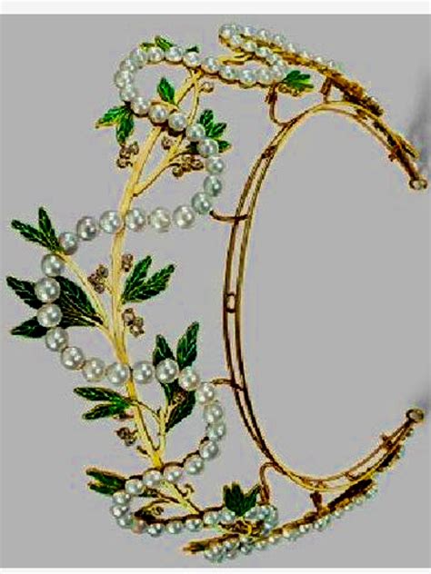 Lalique 1903 Art Nouveau Tiara Gold Pearl Diamond Enamel