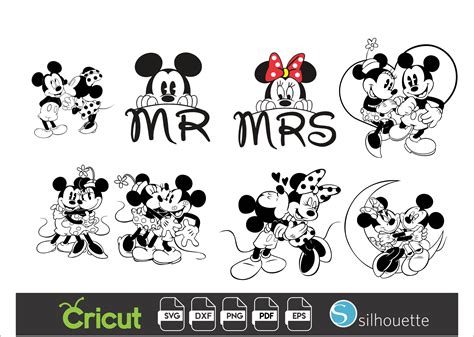 MICKEY And Minnie Bundle File Dxf Svg Eps Pdf Png Etsy