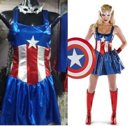 New Fantasia De Super Heróis Vingadores Marvel Capitão América Mulher Costume Sexy Cosplay