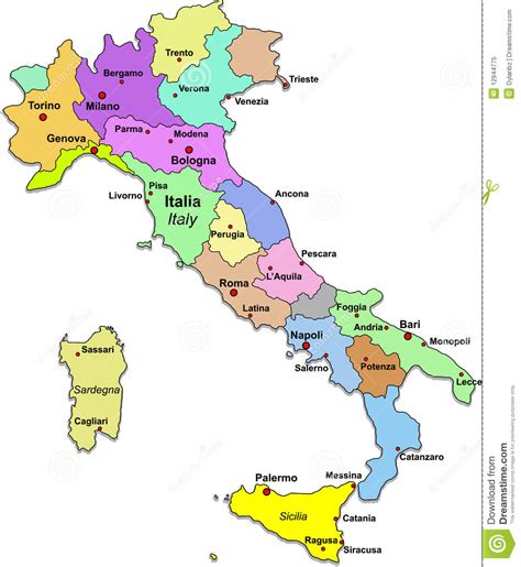 Hinter den provinzen ist die aktuelle einwohnerzahl mit stand zum 31. Landkarte Italien Deutsch | filmgroephetaccent